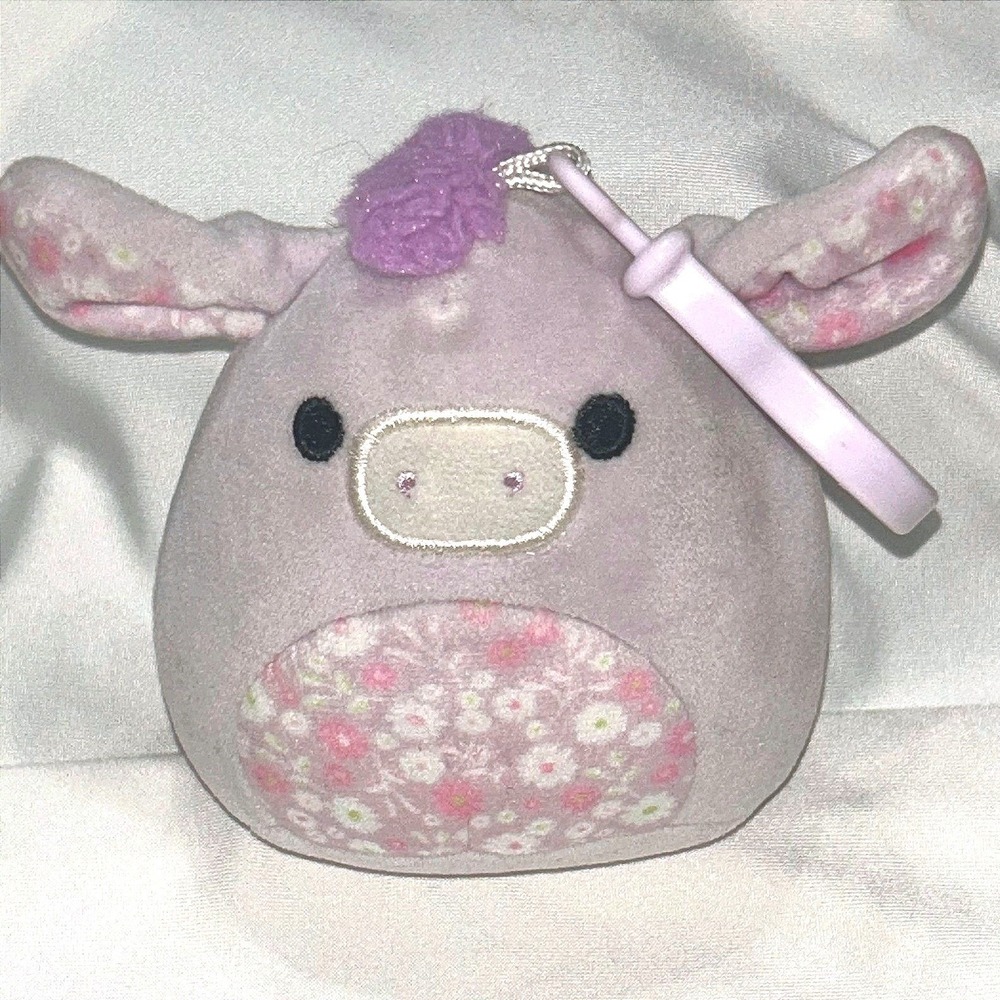 Squishmallows‎ Delzi The Donkey Floral Belly #1720 Easter Clip 3.5 inch